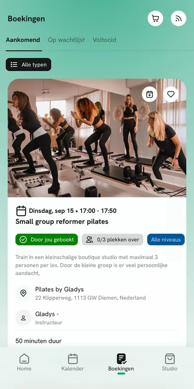 Boekingen in de bsport-app
