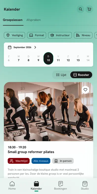Kalender in de bsport-app