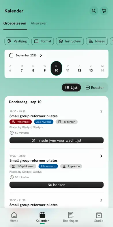 Nu boeken in de bsport-app